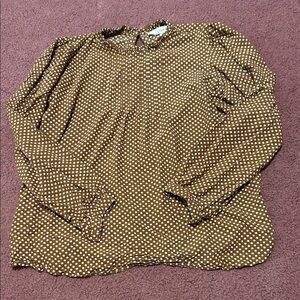 LOFT Brown polka dot top. Size XS